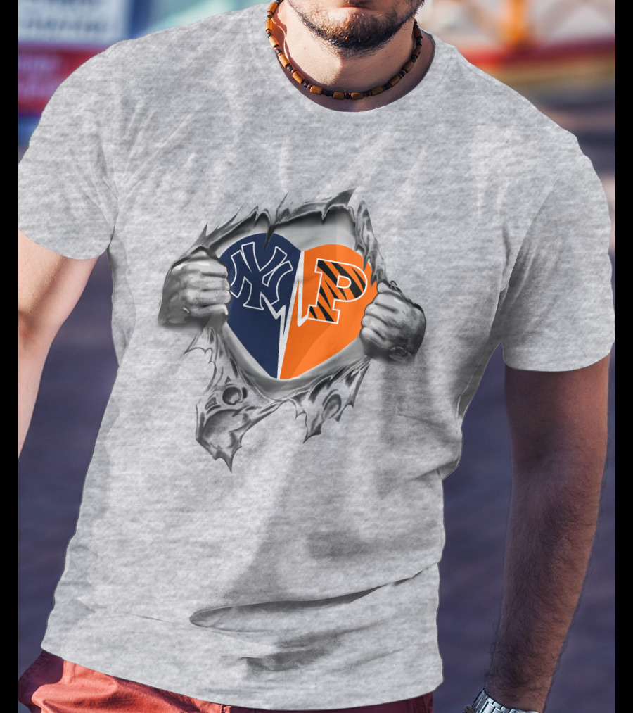 Yankees Princeton Tigers Heart Logo Split T-Shirt