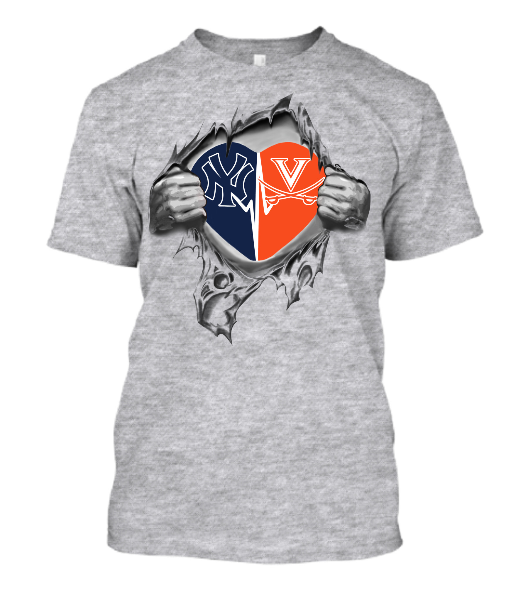 Yankees Virginia Cavaliers Heart Logo Split T-Shirt