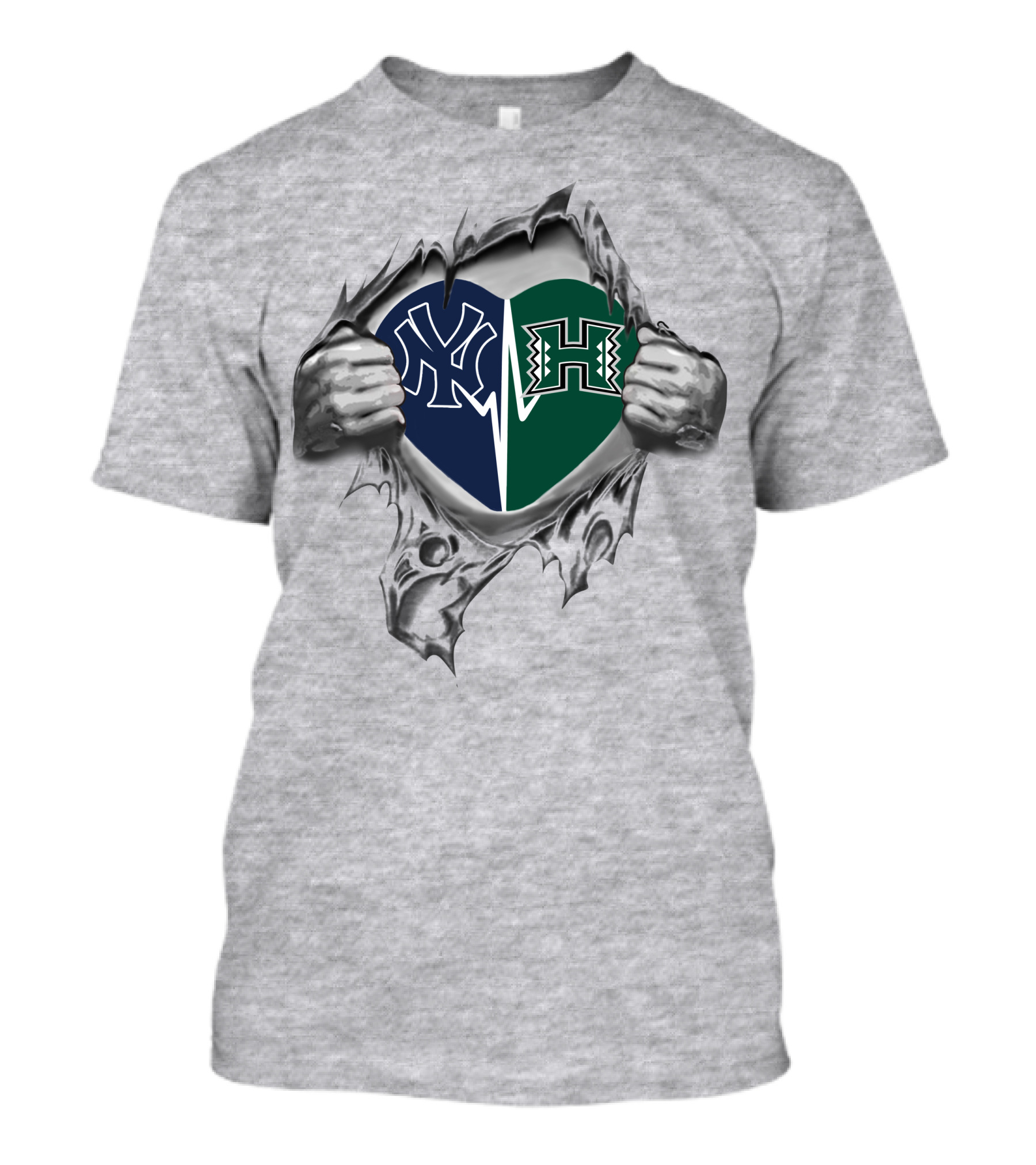 Yankees Hawai'i Rainbow Warriors Heart T-Shirt