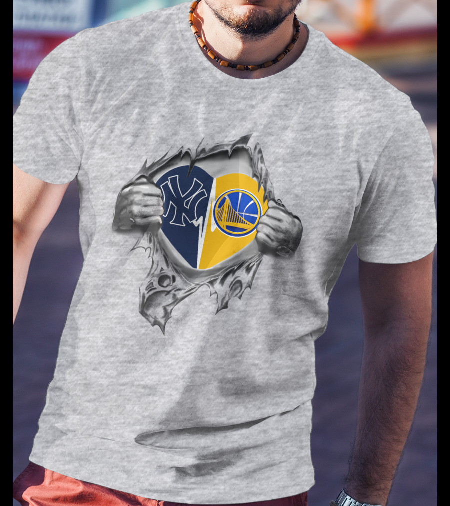 Yankees Golden State Warriors Heart Ripping T-Shirt