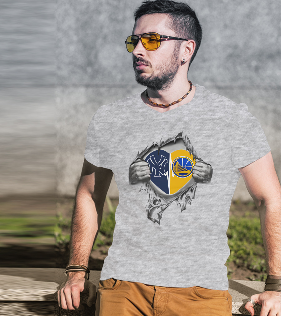 Yankees Golden State Warriors Heart Ripping T-Shirt