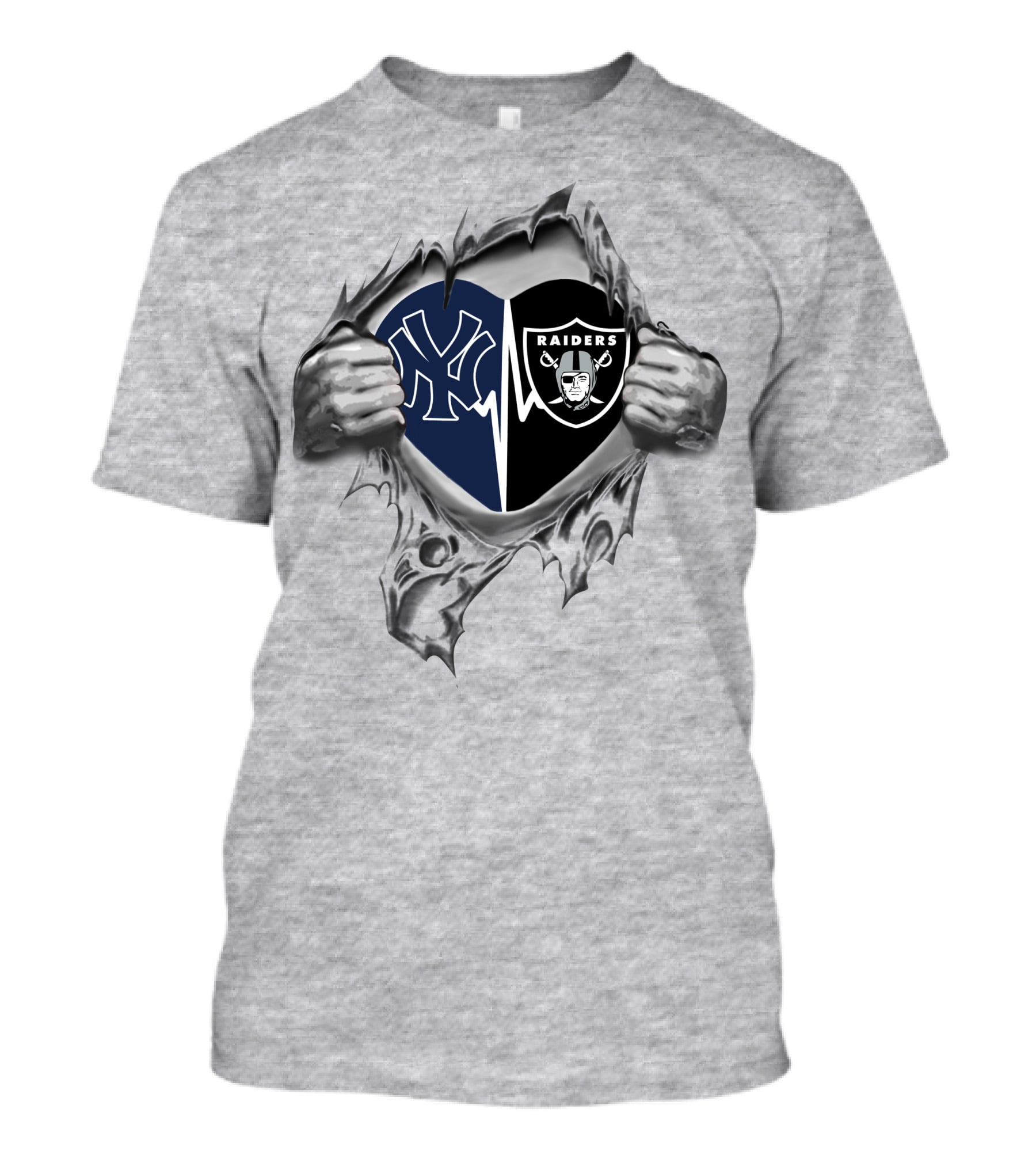 Yankees Raiders Heart Hands Logo Iconic Fan T-Shirt