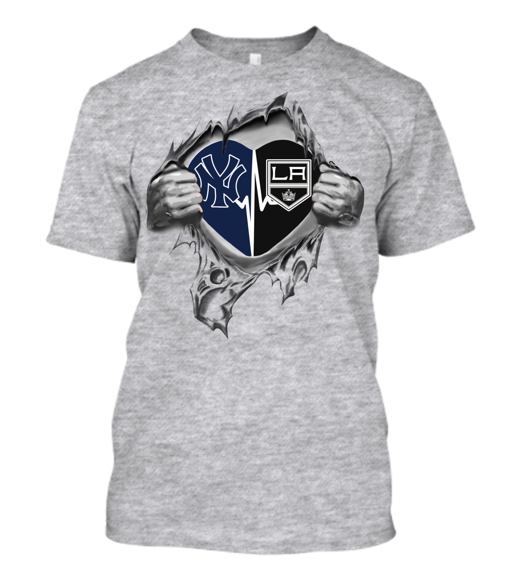 Yankees La Kings Heartbeat Emblem T-Shirt