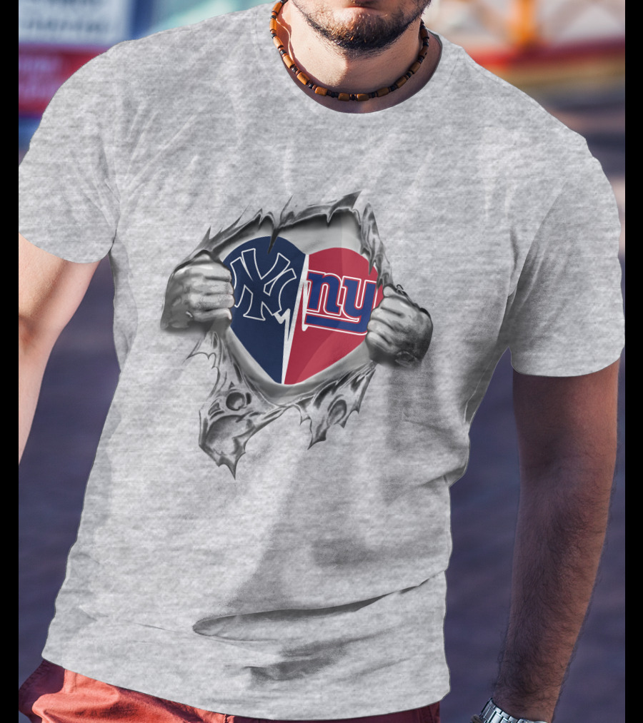 Yankees Giants Heart Half New York Loyalty T-Shirt