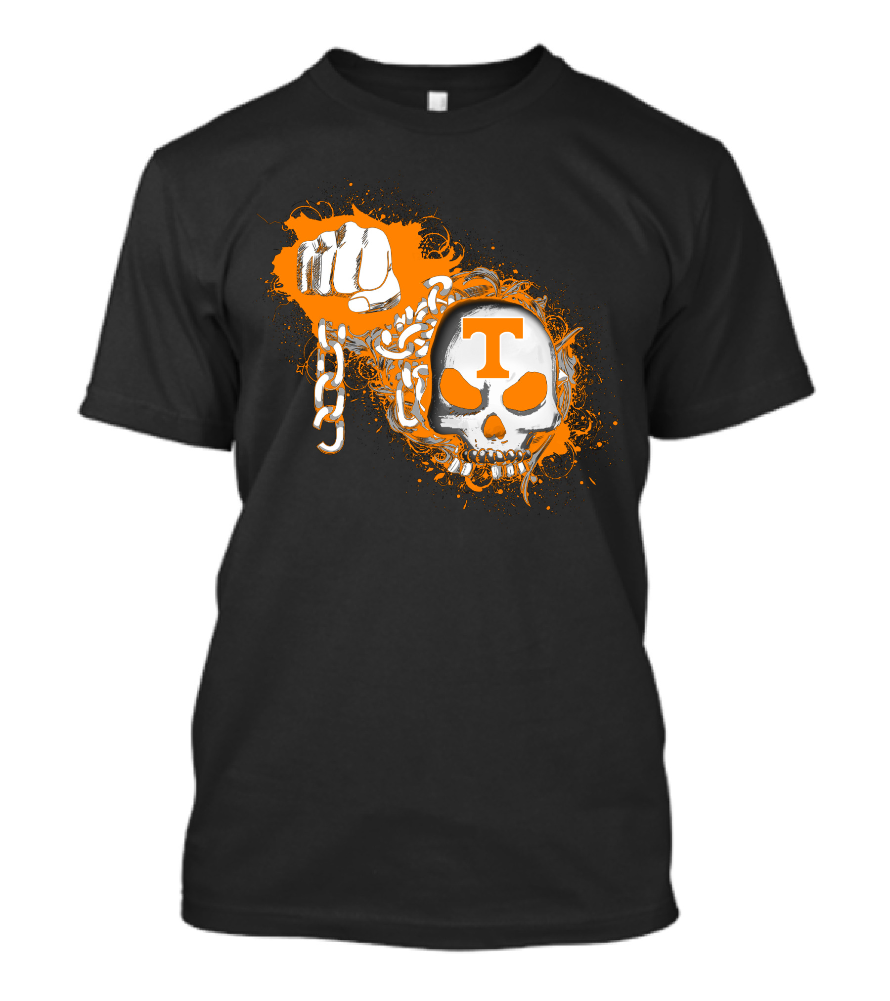 Tennessee Volunteers Skull And Fist With Chains And Orange T T-Shirt