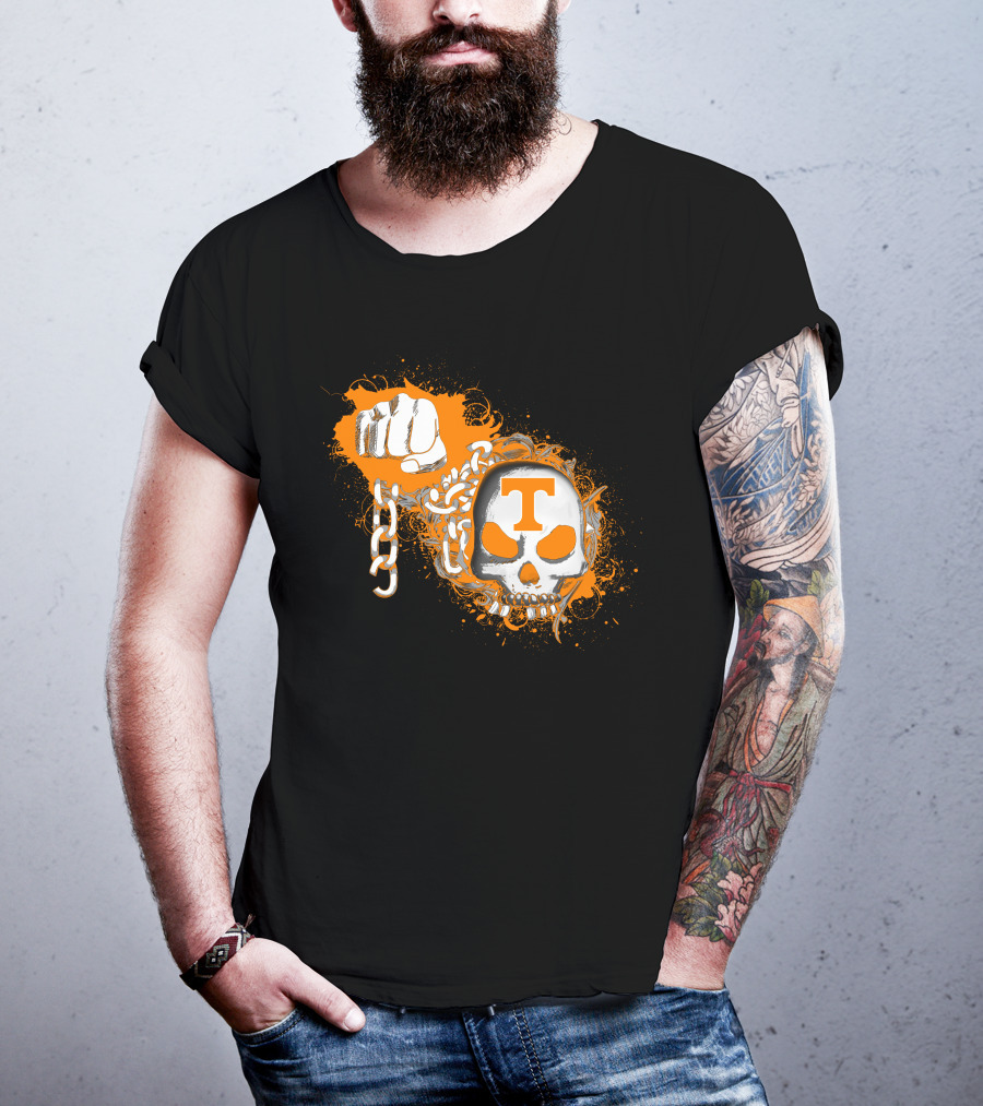 Tennessee Volunteers Skull And Fist With Chains And Orange T T-Shirt