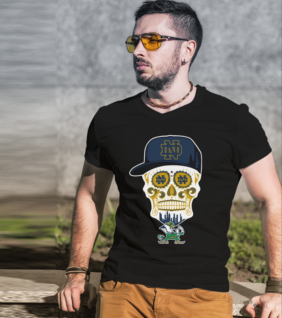 Notre Dame Fighting Irish Skull Nd Hat Iconic Symbol T-Shirt