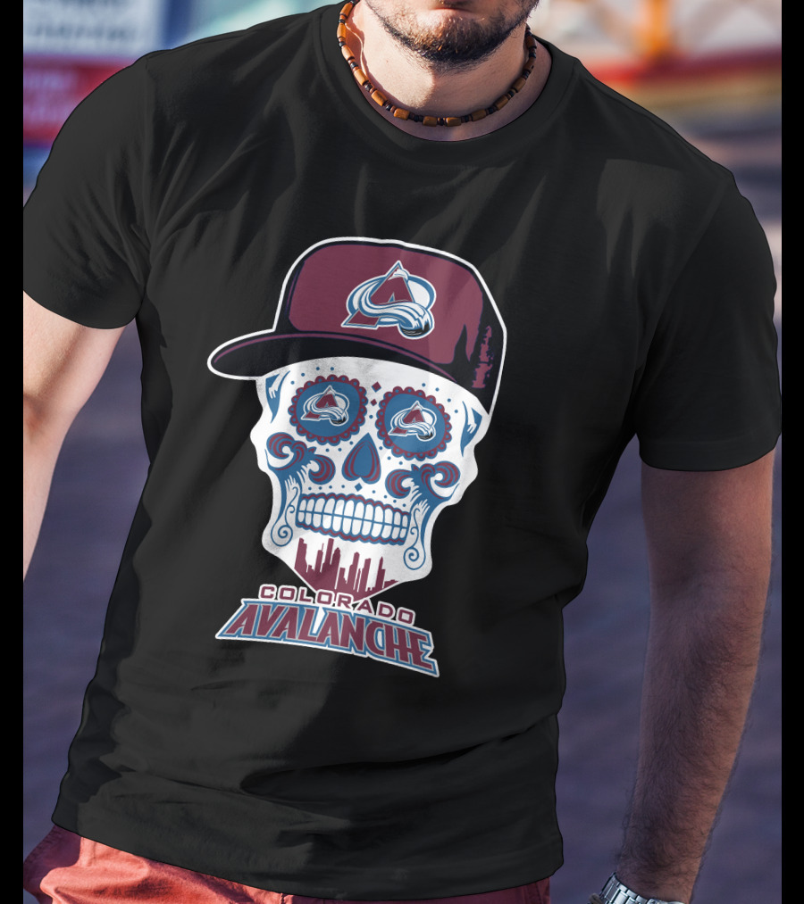 Colorado Avalanche Sugar Skull With Hat T-Shirt