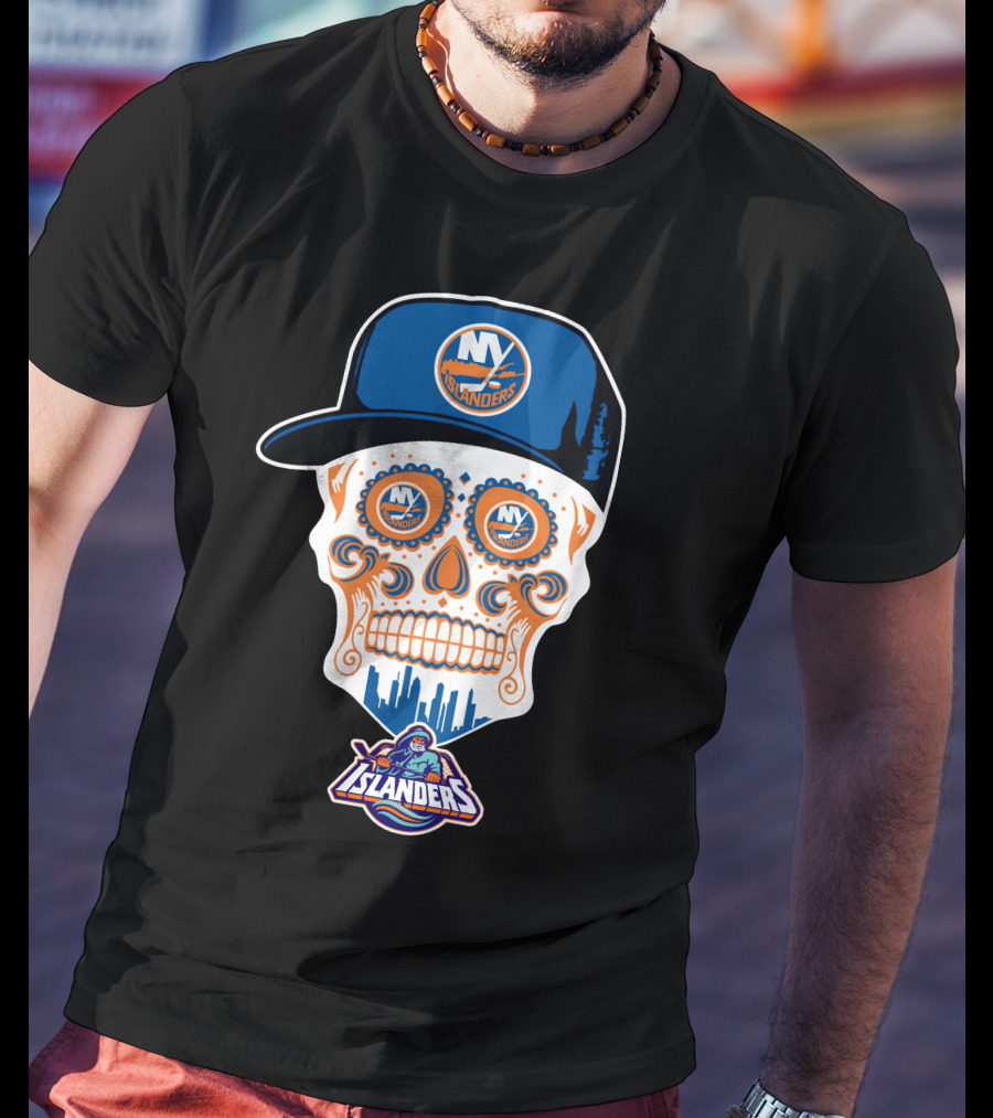 New York Islanders Skull With Cap T-Shirt