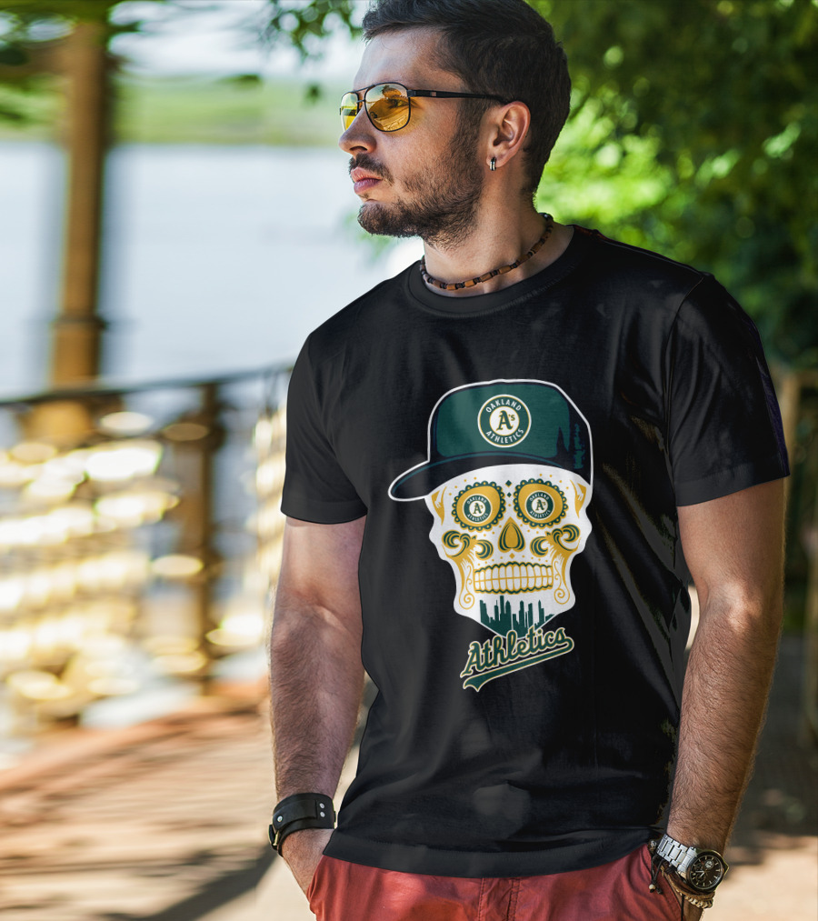 Oakland Athletics A's Skull Cityscape Funny T-Shirt