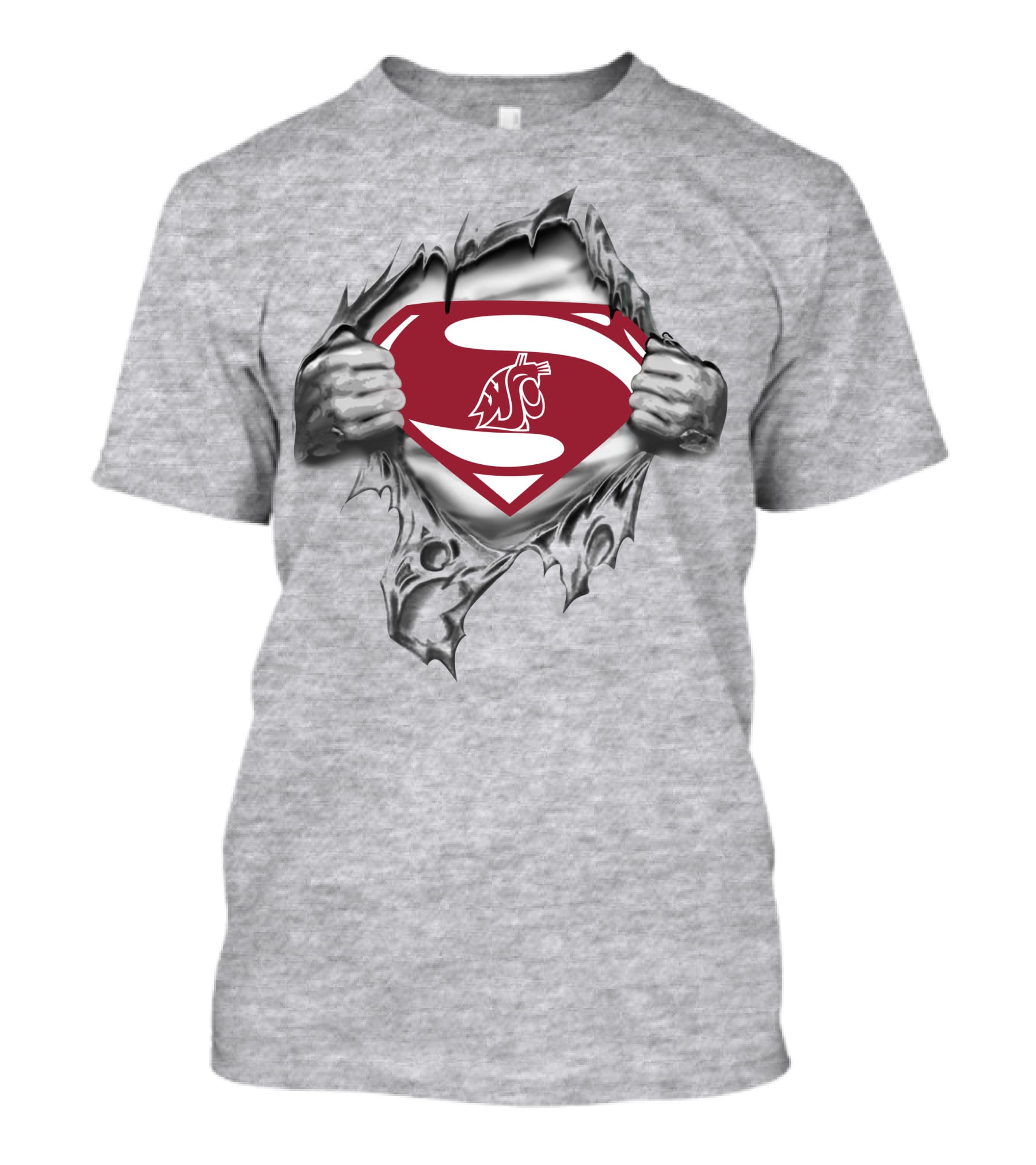 Washington State Cougars Superman Logo Torn Reveal 380 T-Shirt