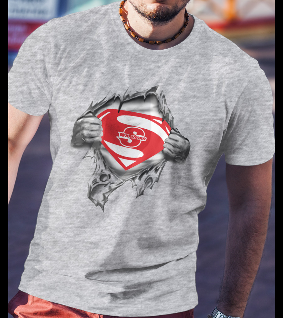 Stanislaus Warriors Superman Logo Silver Hands Tear T-Shirt