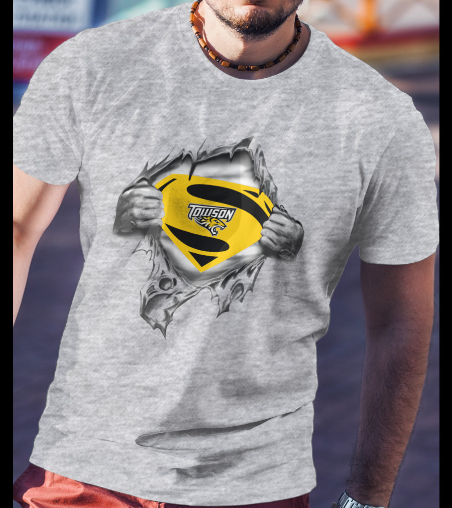 Towson Tigers Superman Logo Rip T-Shirt