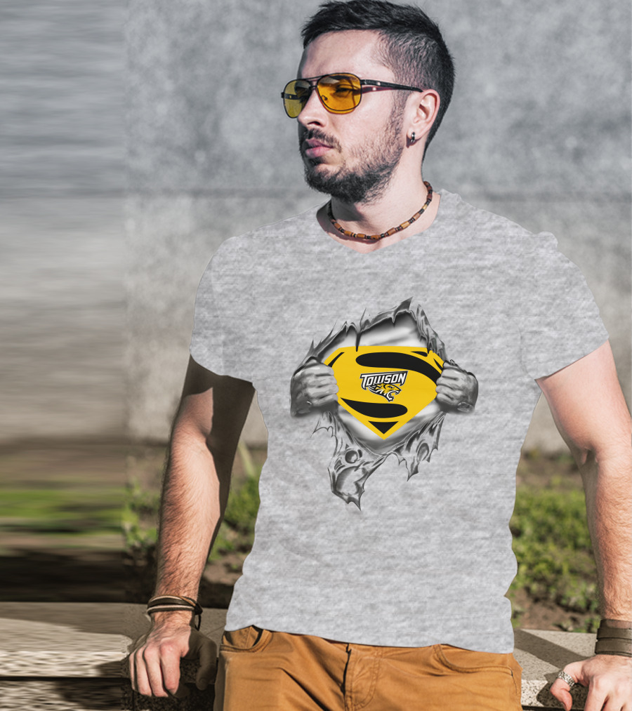 Towson Tigers Superman Logo Rip T-Shirt