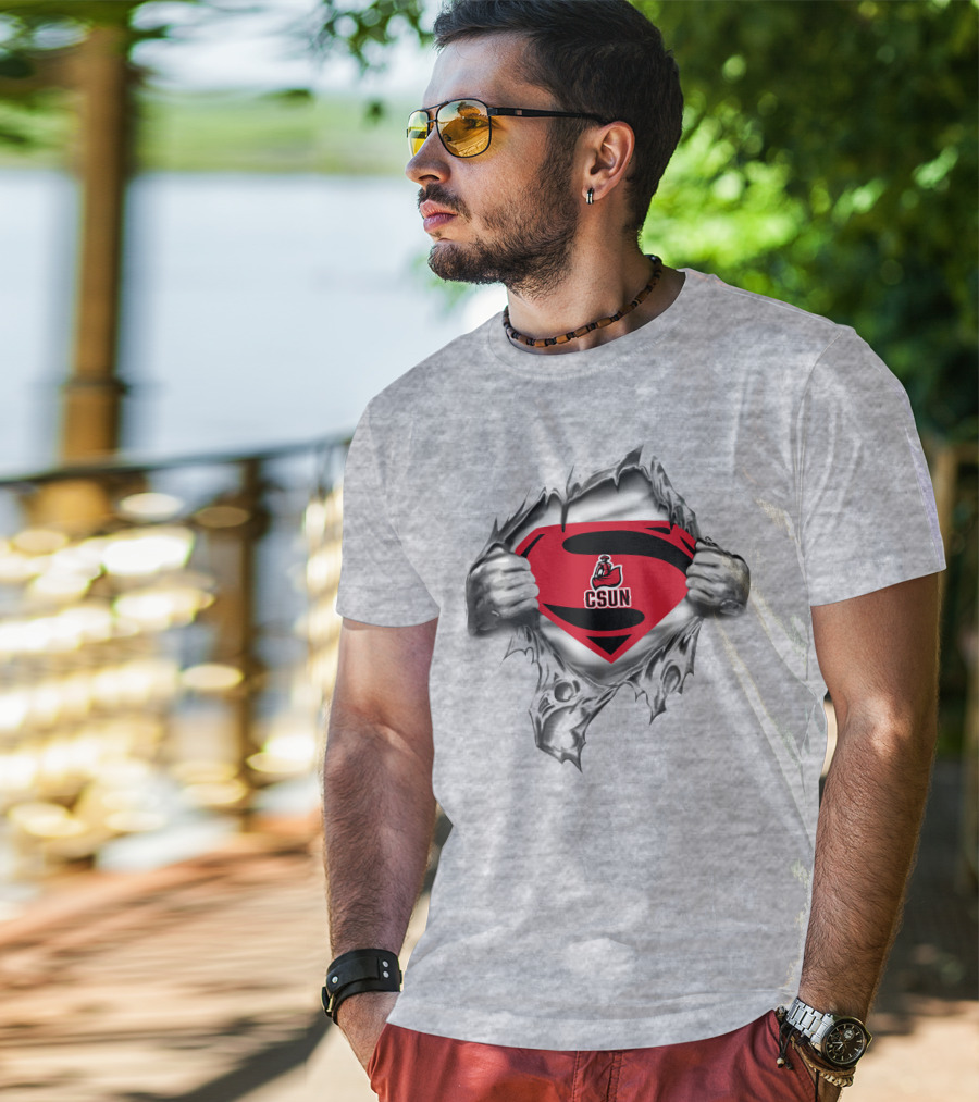 Csun Matadors Superman Logo Inside Ripped Metal T-Shirt