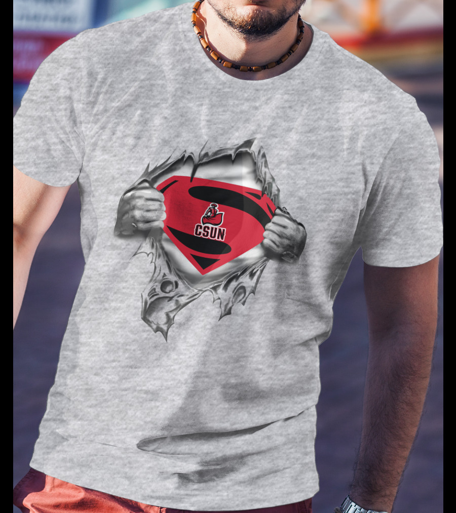 Csun Matadors Superman Logo Inside Ripped Metal T-Shirt
