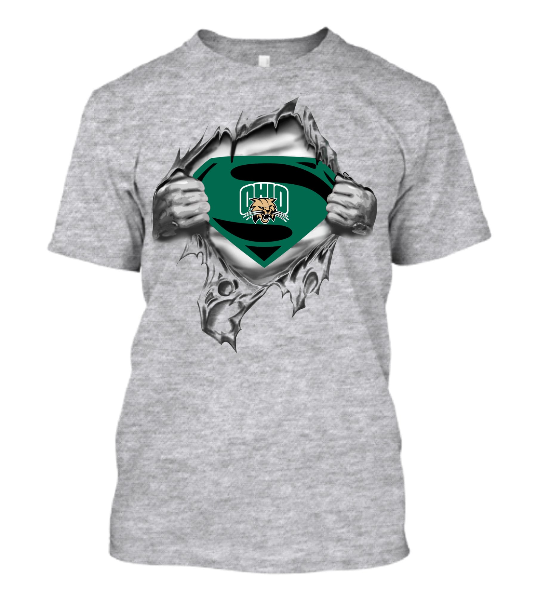 Ohio Bobcats Superman Logo Rip T-Shirt