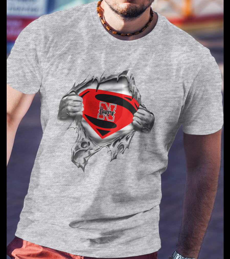 Superman Nebraska Cornhuskers 282 Emblem Strength T-Shirt