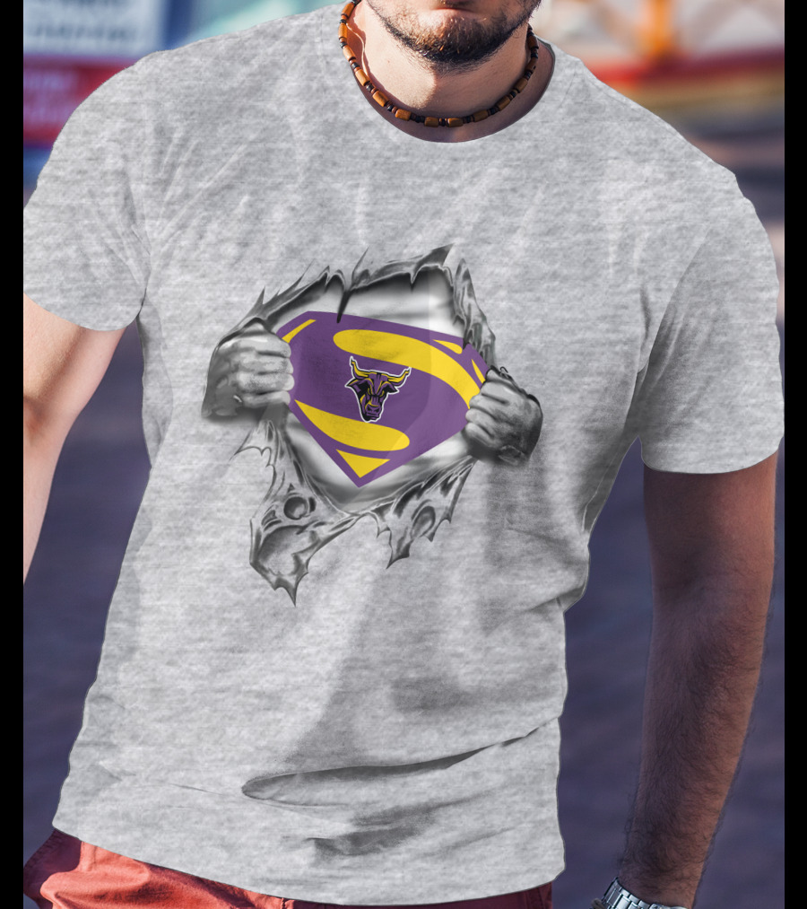Mankato Mavericks Superman Logo Burst With Bull T-Shirt