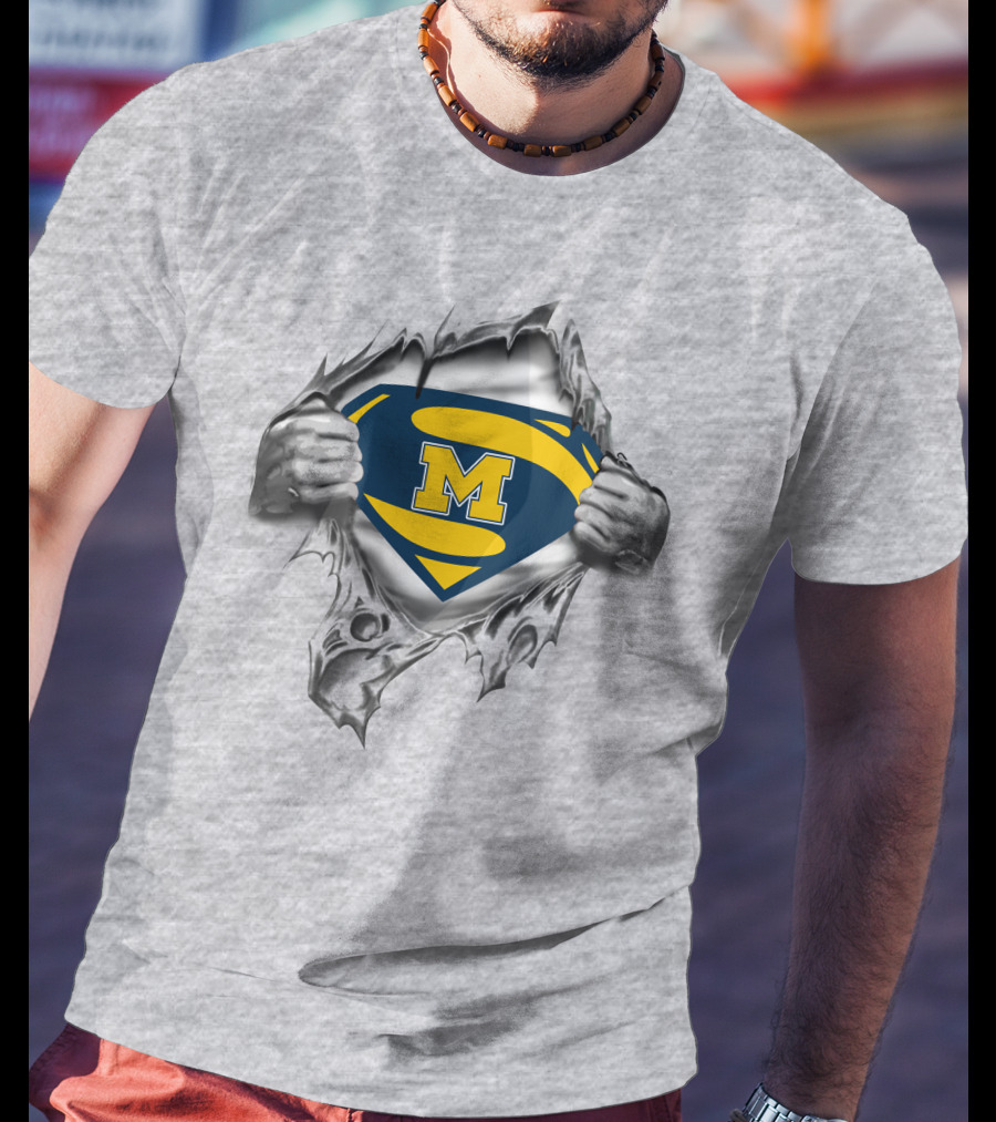 Michigan Wolverines Superman Logo Rip 250 T-Shirt