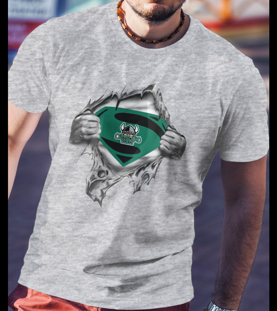 Cleveland St Vikings Superman Logo Ripped Chest T-Shirt