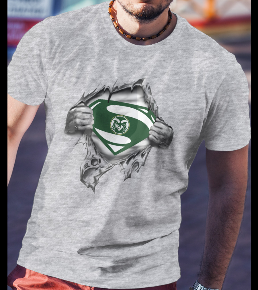 Colorado State Rams Superman Logo Rip T-Shirt