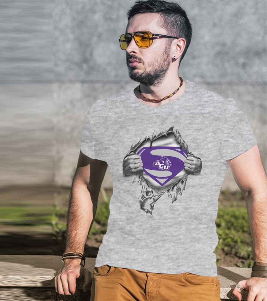 Acu Wildcats Superman Logo Fusion Abilene Christian Wildcats T-Shirt