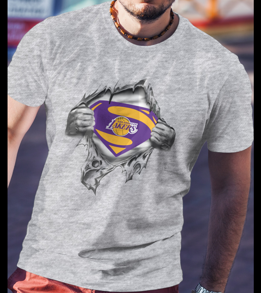 Los Angeles Lakers Superman Logo Tear T-Shirt