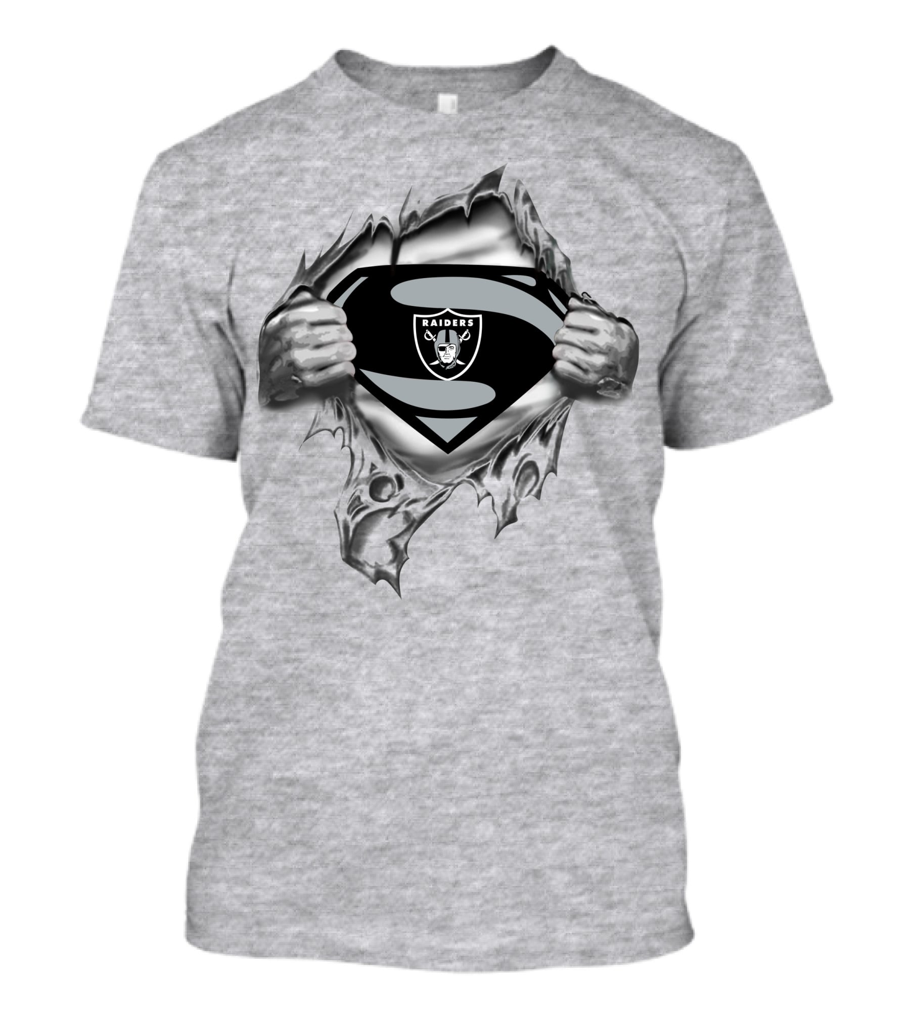 Oakland Raiders Superman Logo With Torn Shirt Effect T-Shirt