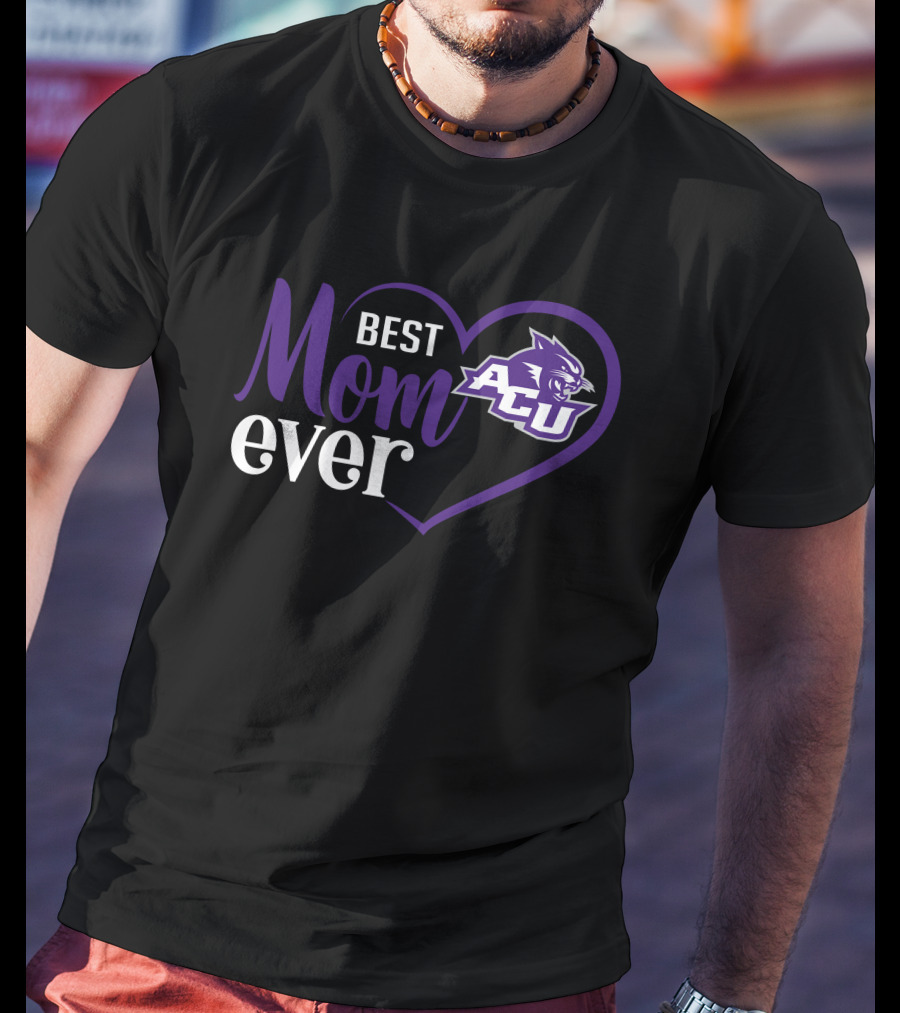 Abilene Christian Wildcats Acu Best Mom Ever Heart T-Shirt