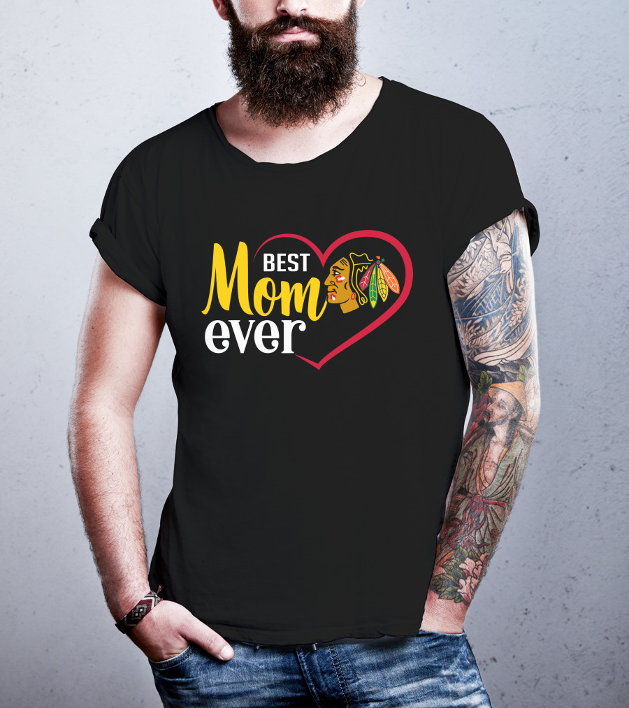 Chicago Blackhawks Best Mom Ever Heart T-Shirt
