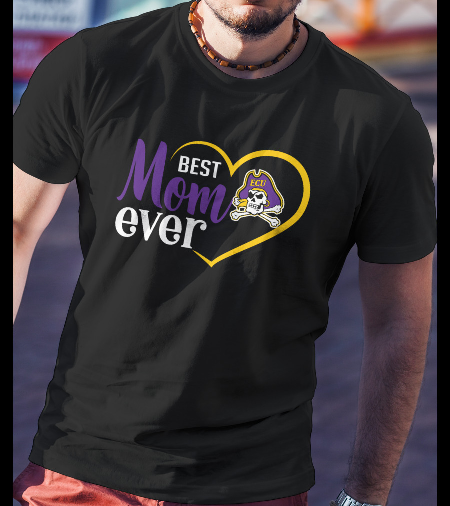 East Carolina Pirates Ecu Best Mom Ever Heart And Skull T-Shirt