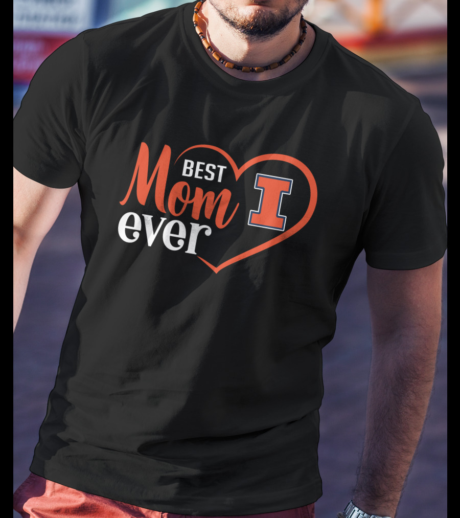 Illinois Fighting Illini Best Mom Ever Heart I T-Shirt