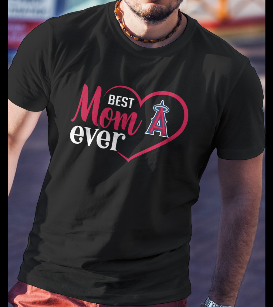 Los Angeles Angels Best Mom Ever Heart T-Shirt