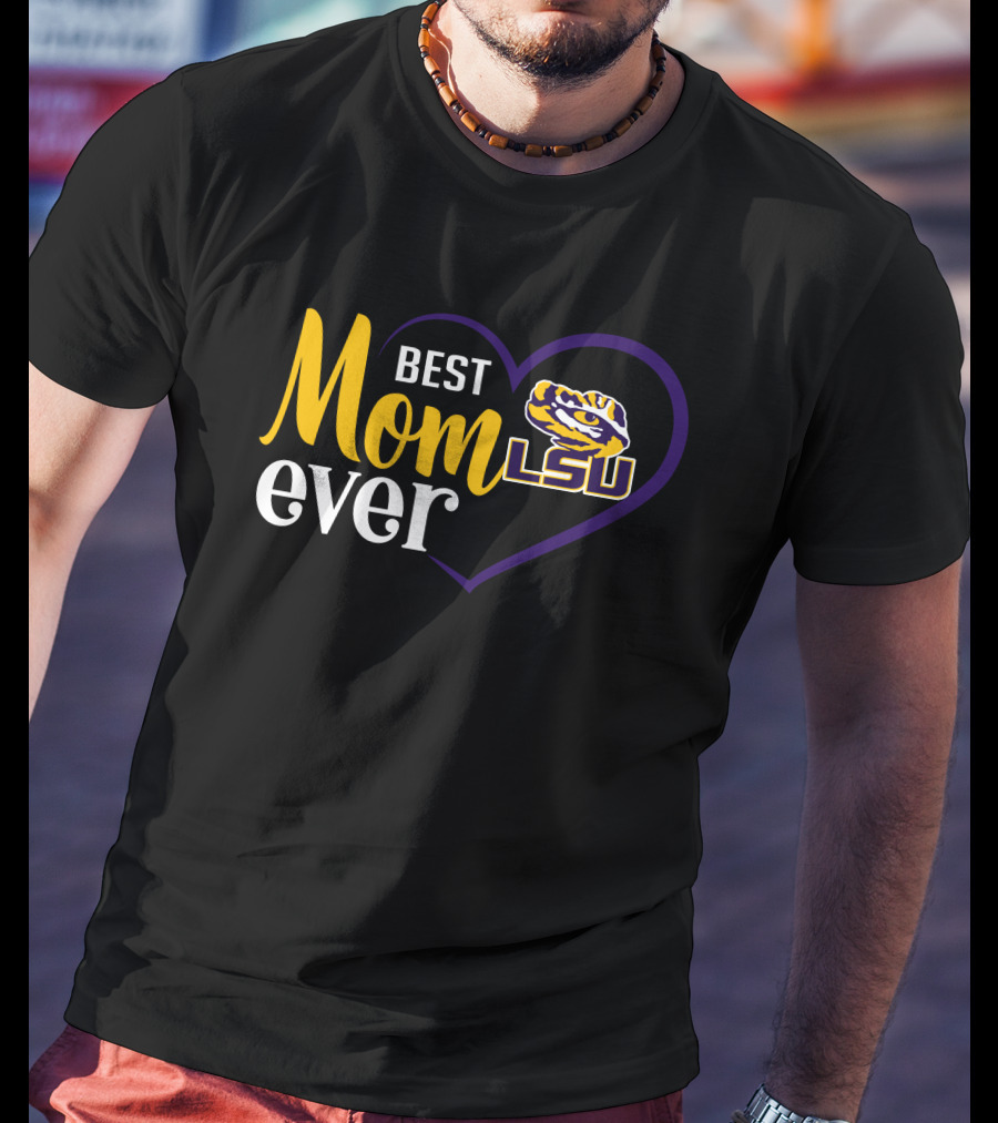 Best Mom Ever Lsu Tigers Logo Heart T-Shirt