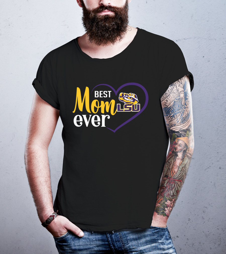 Best Mom Ever Lsu Tigers Logo Heart T-Shirt