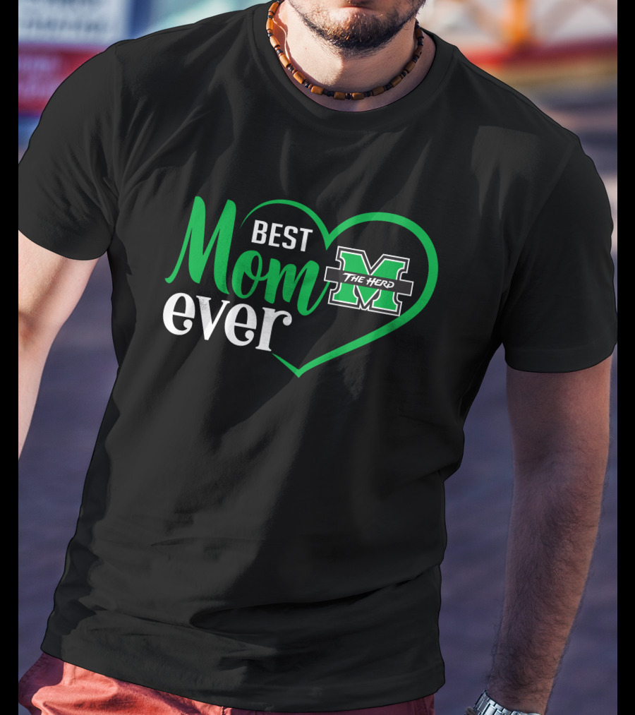 Marshall Thundering Herd Best Mom Ever Heart T-Shirt