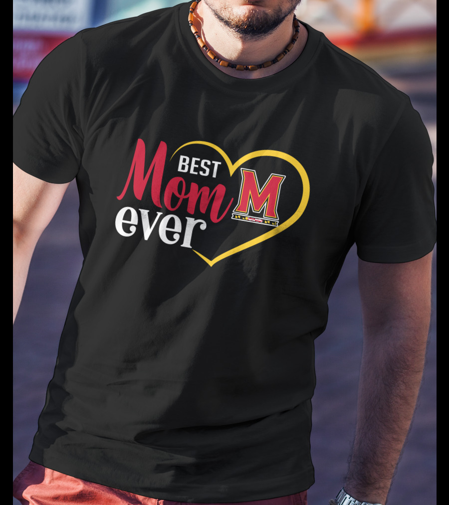 Maryland Terrapins Best Mom Ever Heart T-Shirt