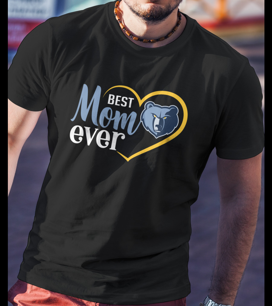 Memphis Grizzlies Best Mom Ever Heart And Bear T-Shirt