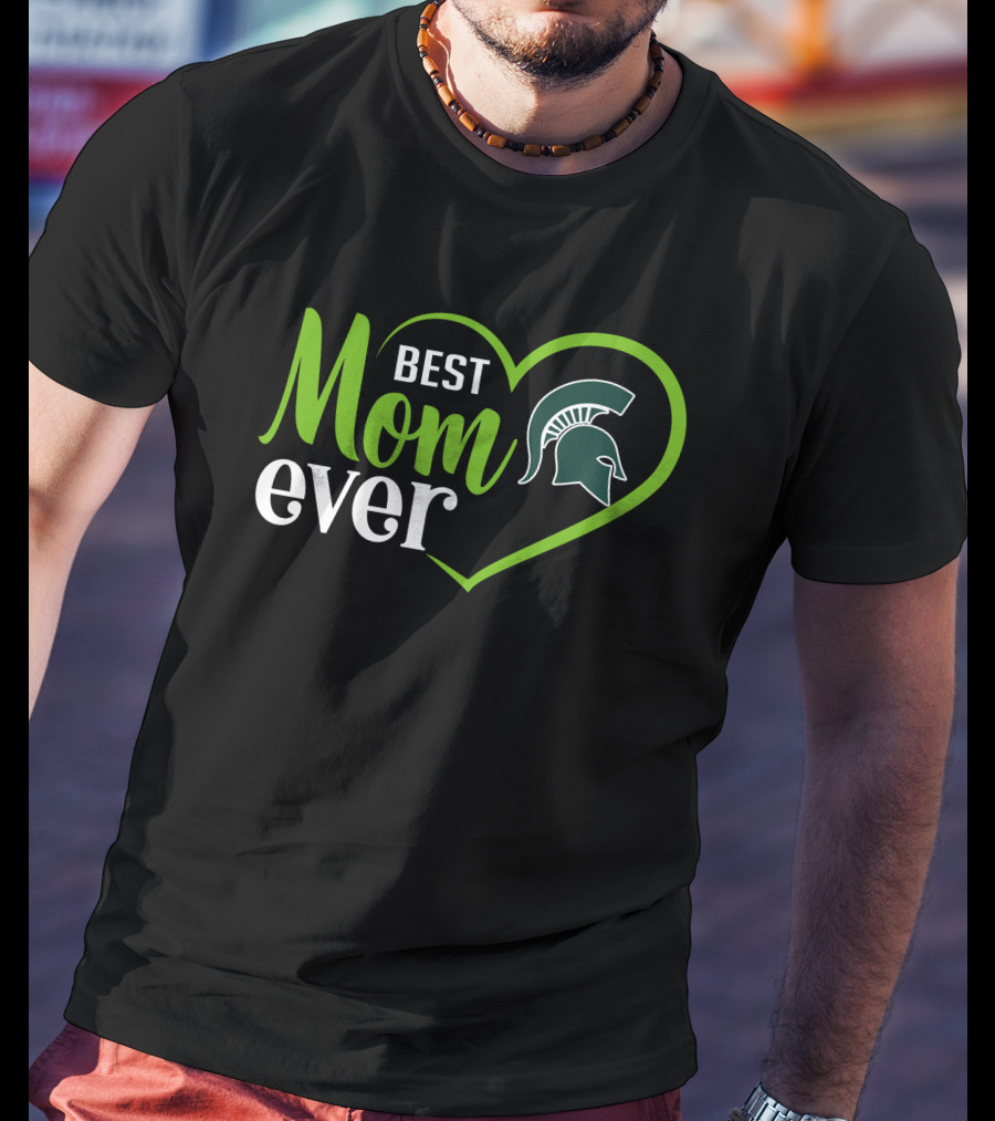 Michigan State Spartans Best Mom Ever Heart Spartan Helmet T-Shirt