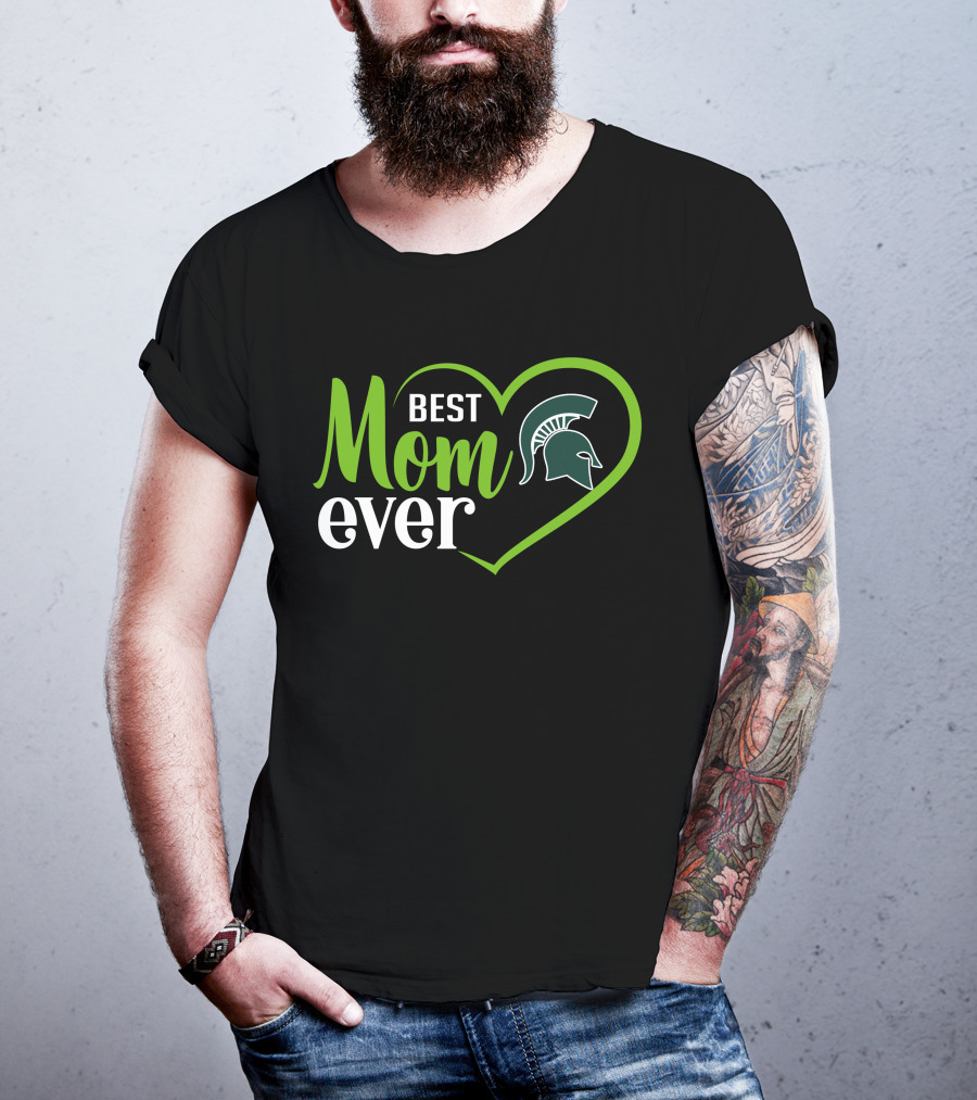 Michigan State Spartans Best Mom Ever Heart Spartan Helmet T-Shirt