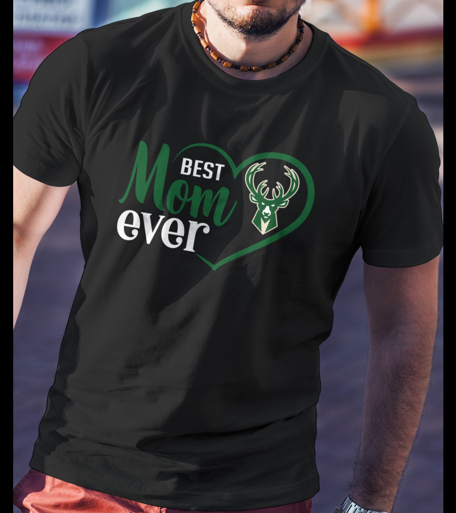 Milwaukee Bucks Best Mom Ever Heart T-Shirt