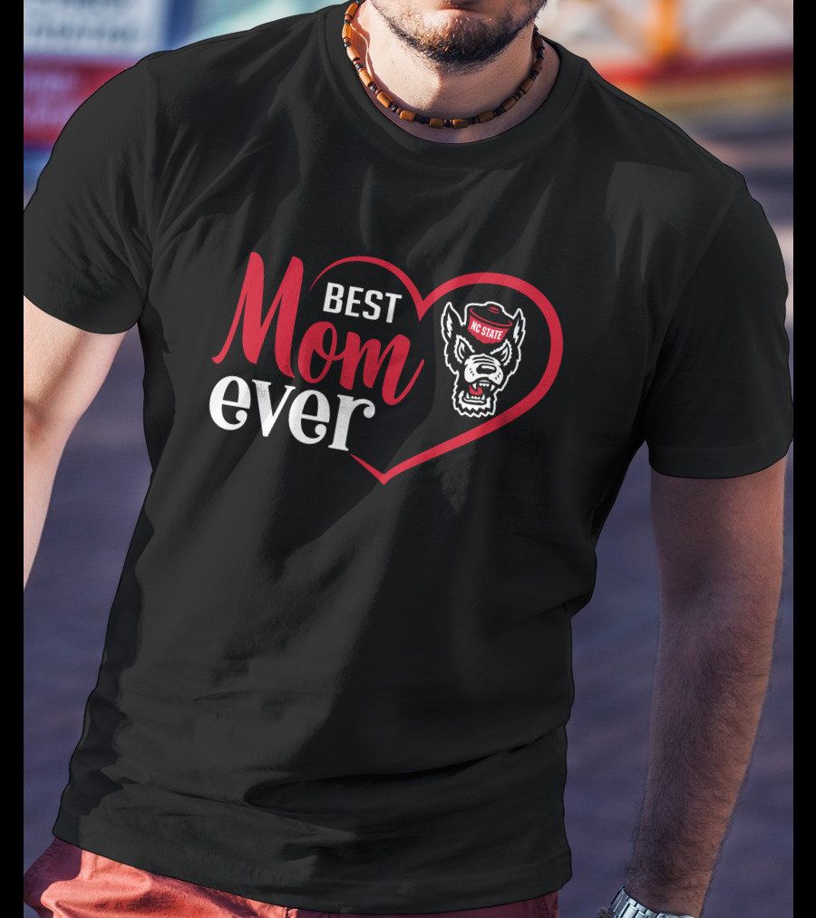 Nc State Wolfpack Best Mom Ever Heart T-Shirt