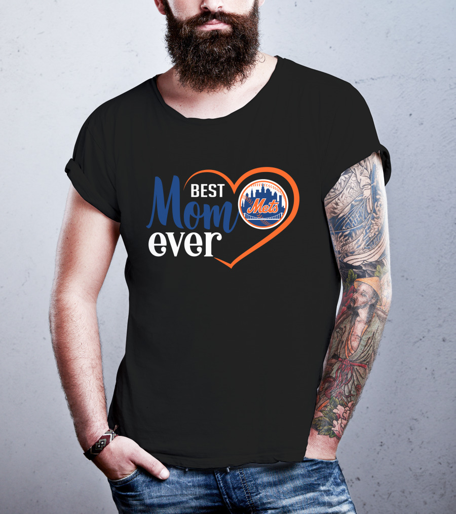 New York Mets Best Mom Ever Heart T-Shirt