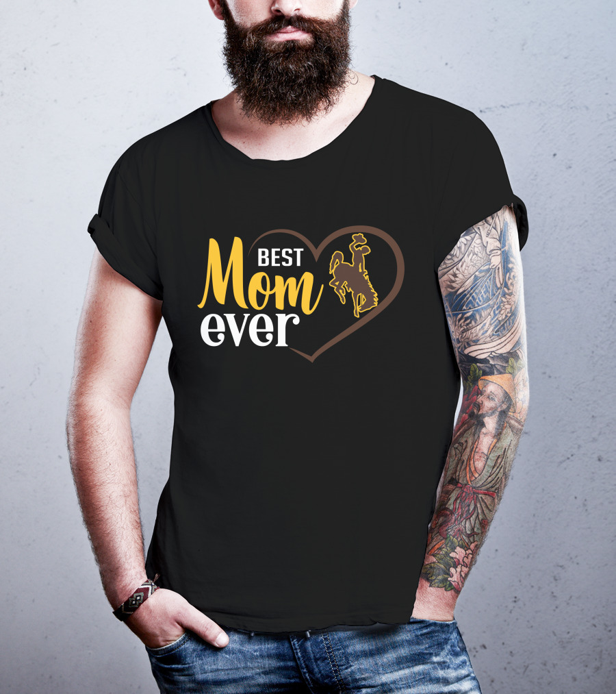 Best Mom Ever Wyoming Cowboys Heart T-Shirt