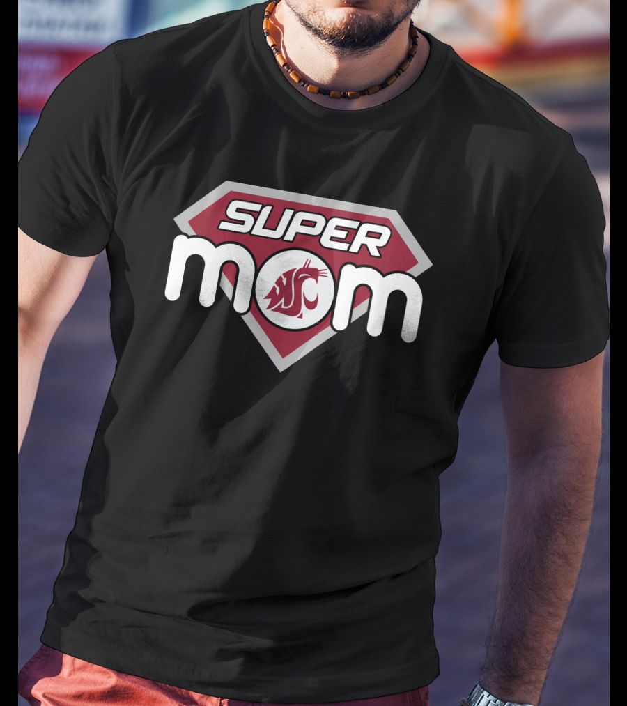 Super Mom Washington State Cougars Logo 123 T-Shirt