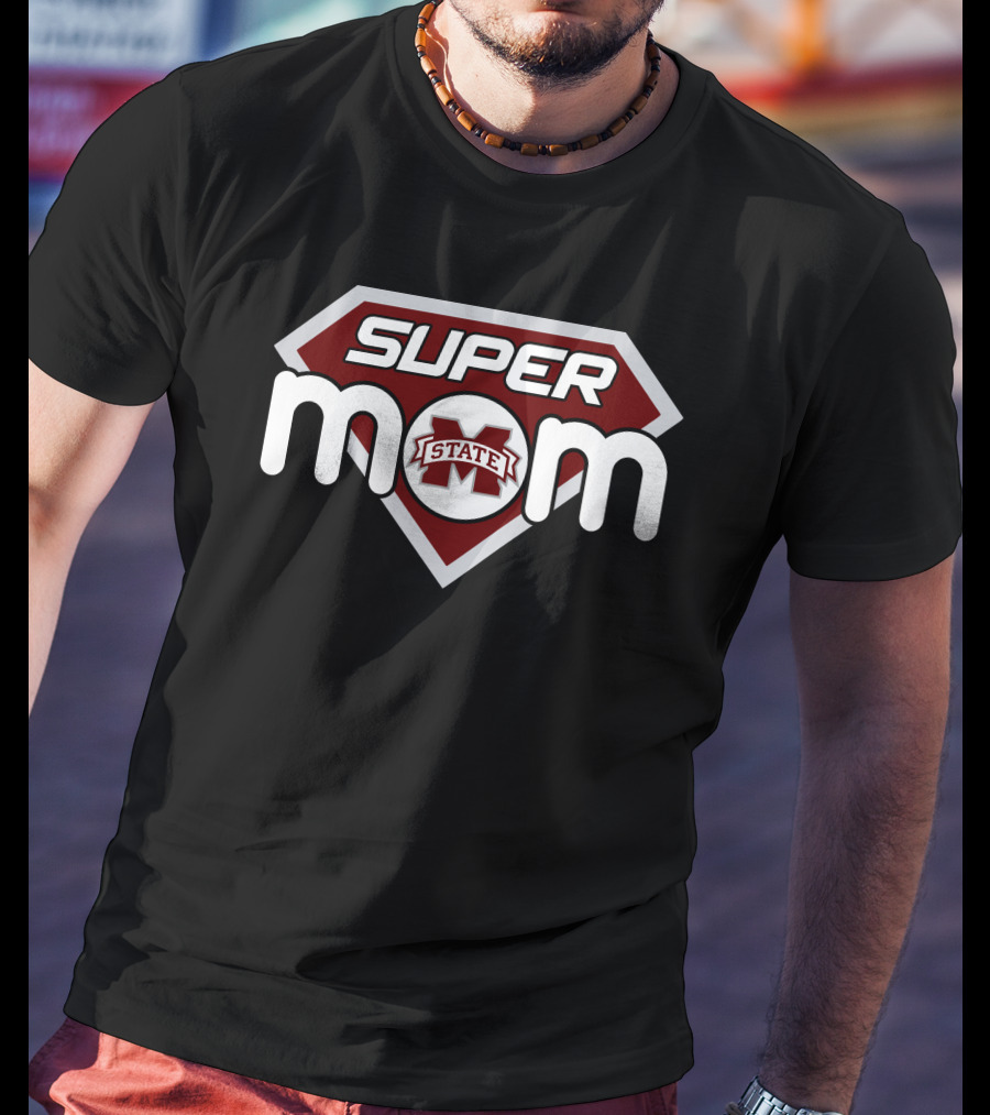 Mississippi State Bulldogs Super Mom Logo Shield T-Shirt