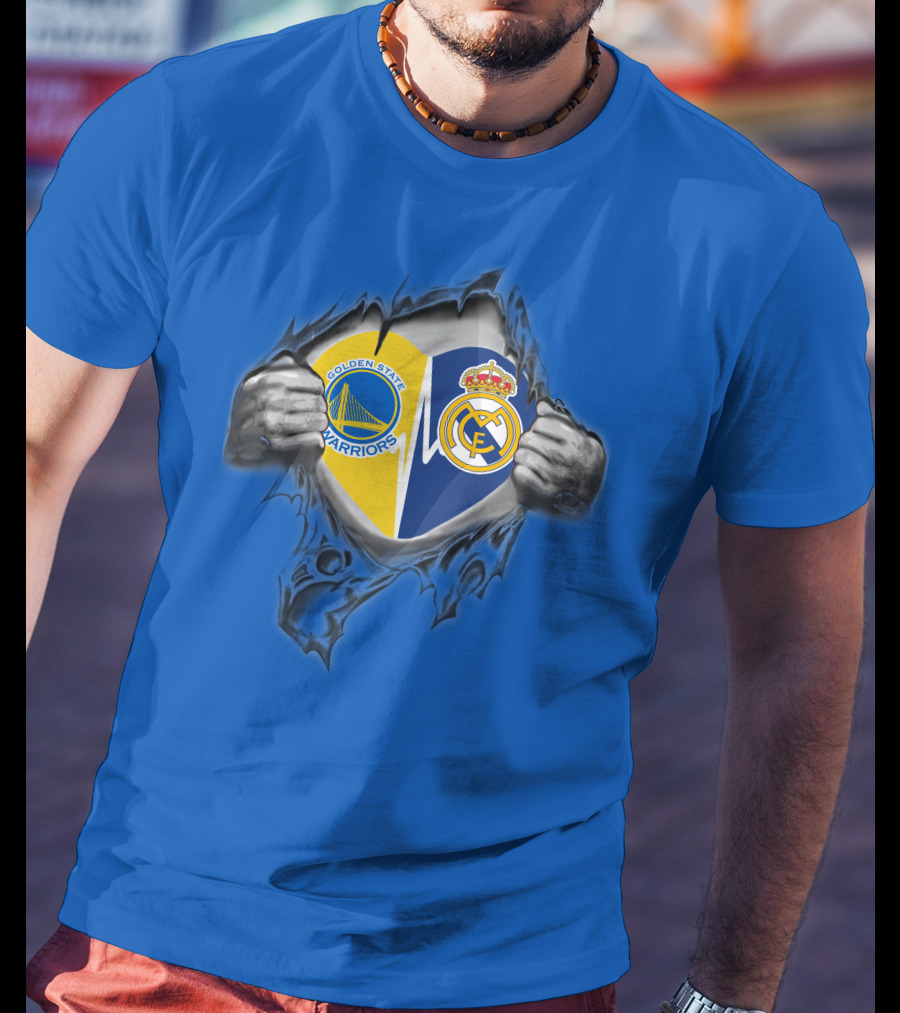 Golden State Warriors Real Madrid Dual Loyalty Emblem In My Heart T-Shirt