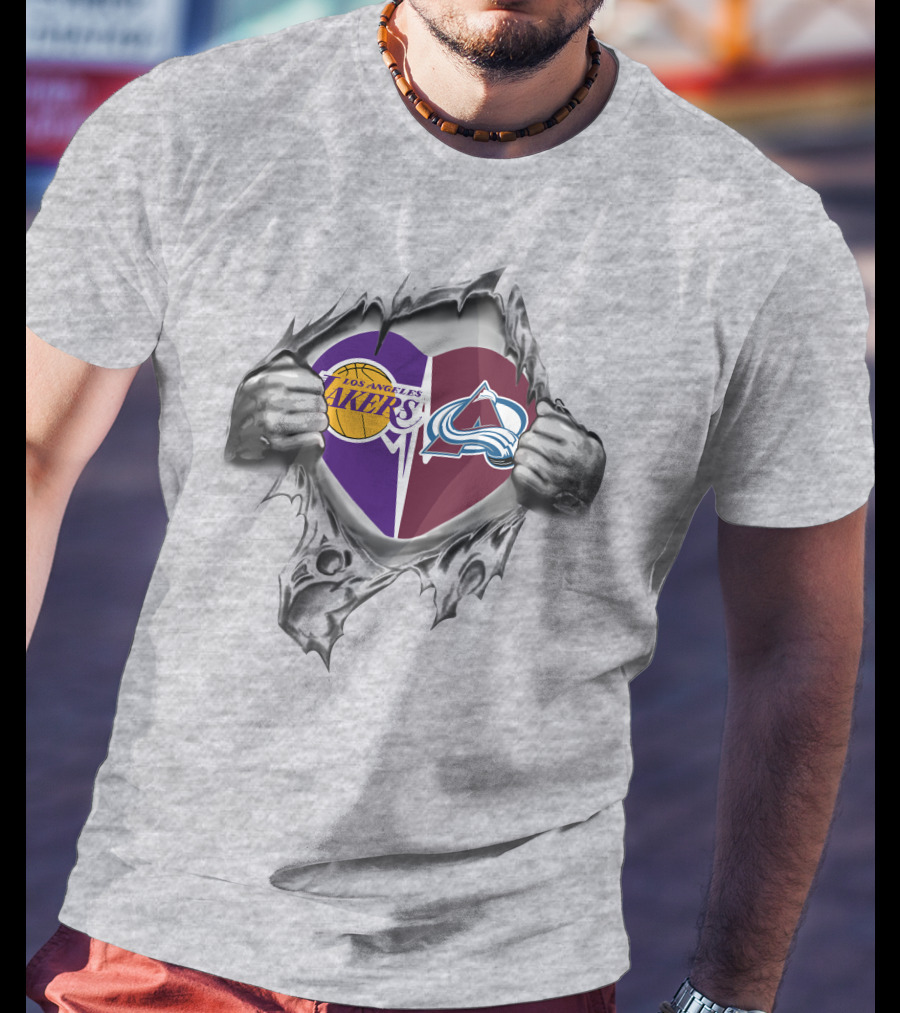 Los Angeles Lakers Colorado Avalanche Heart T-Shirt