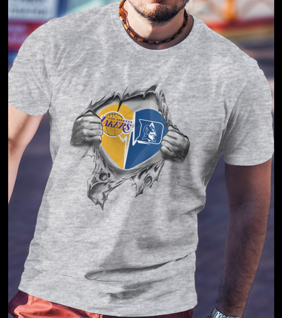 Los Angeles Lakers Duke Blue Devils Heart T-Shirt